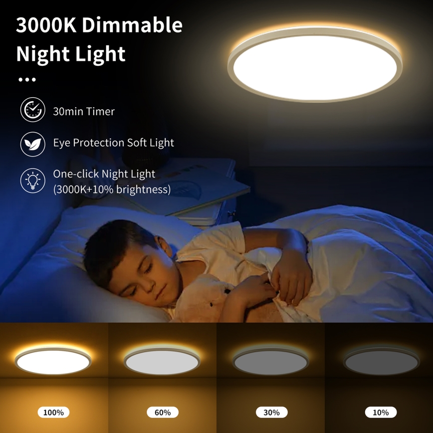 Brilagi - LED RGBW stmievateľné stropné svietidlo ULTRA SLIM LED/18W/230V 2700–6500K pr. 30 cm biela + diaľkové ovládanie