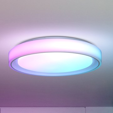 Brilagi - RGB stmievateľné LED stropné svietidlo FLOCO LED/30W/230V priemer 39,5 cm 3000-6500K Wi-Fi Tuya + LED/6W + diaľkové ovládanie