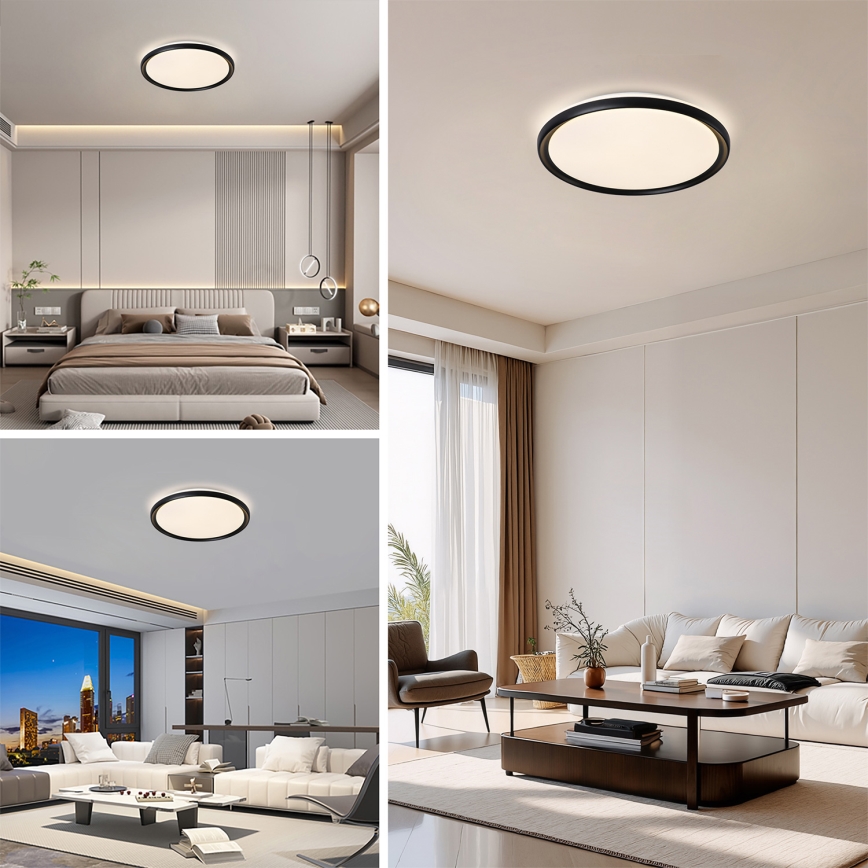 Brilagi - LED stmievateľné stropné svietidlo RIVO LED/72W/230V 3000-6000K čierne pr. 50 cm + diaľkové ovládanie