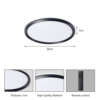 Brilagi - LED stmievateľné stropné svietidlo RIVO LED/72W/230V 3000-6000K čierne pr. 50 cm + diaľkové ovládanie