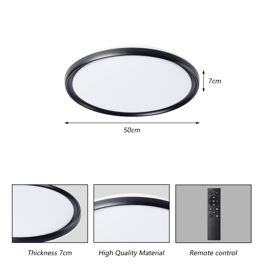 Brilagi - LED stmievateľné stropné svietidlo RIVO LED/72W/230V 3000-6000K čierne pr. 50 cm + diaľkové ovládanie