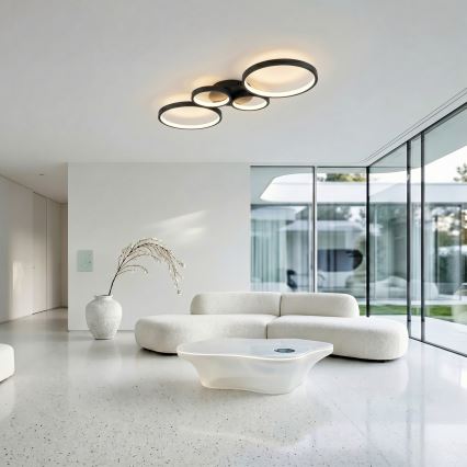 Brilagi - LED stmievateľné stropné svietidlo RINGO LED/34W/230V 3000-6000K 28x78 cm čierna + diaľkové ovládanie