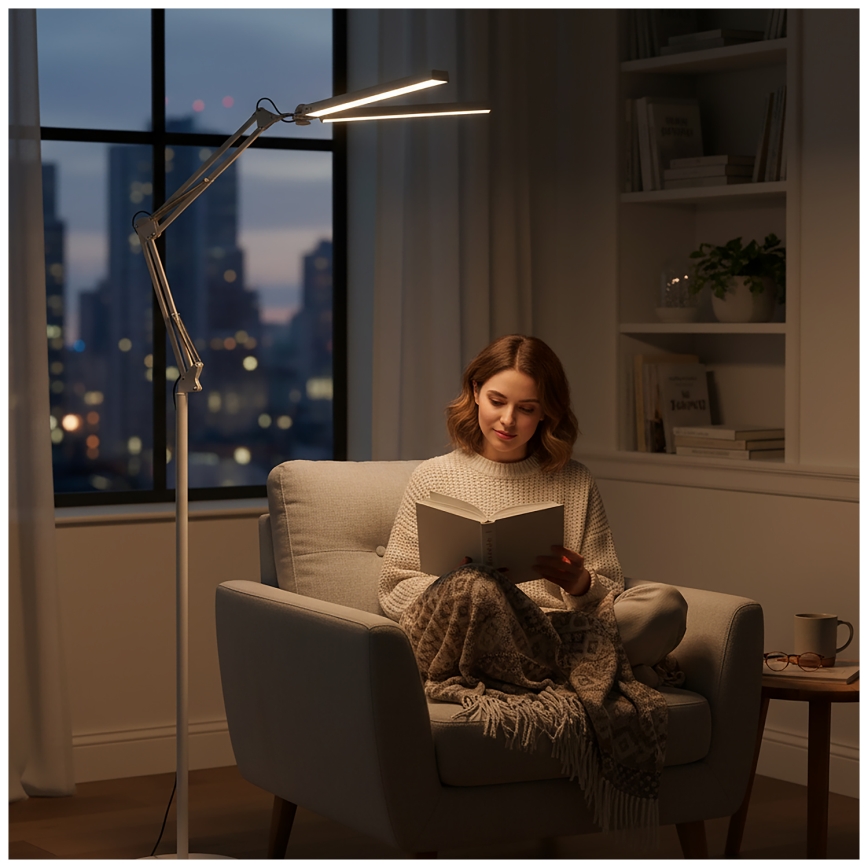 Brilagi - Stmievateľná flexibilná LED stojacia lampa VARIO LED/14W/230V 3000-6000K 157 cm biela