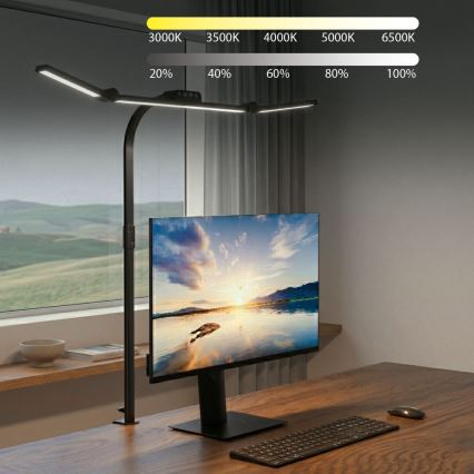 Brilagi - LED stmievateľná dotyková stolová lampa so svorkou VARIO LED/24W/230V 3000-6500K CRI 92 čierna