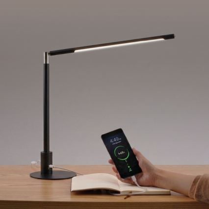 Brilagi - LED Stmievateľná dotyková stolná lampa s USB portami VARIO LED/7W/230V 3000-6500K CRI 96 čierna