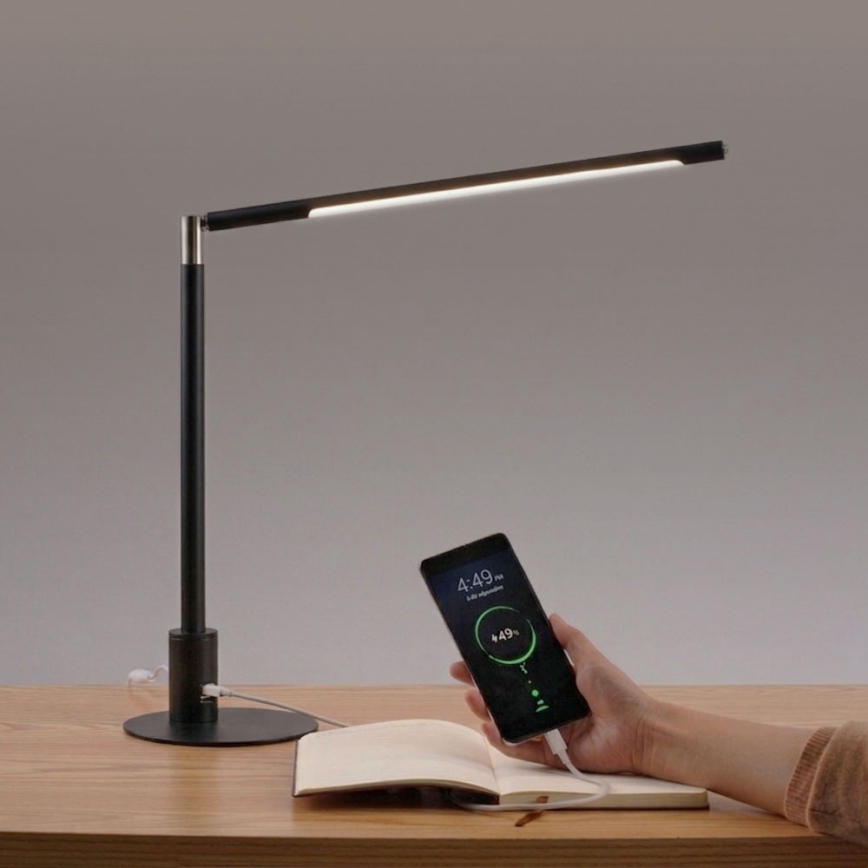 Brilagi - LED Stmievateľná dotyková stolná lampa s USB portami VARIO LED/7W/230V 3000-6500K CRI 96 čierna