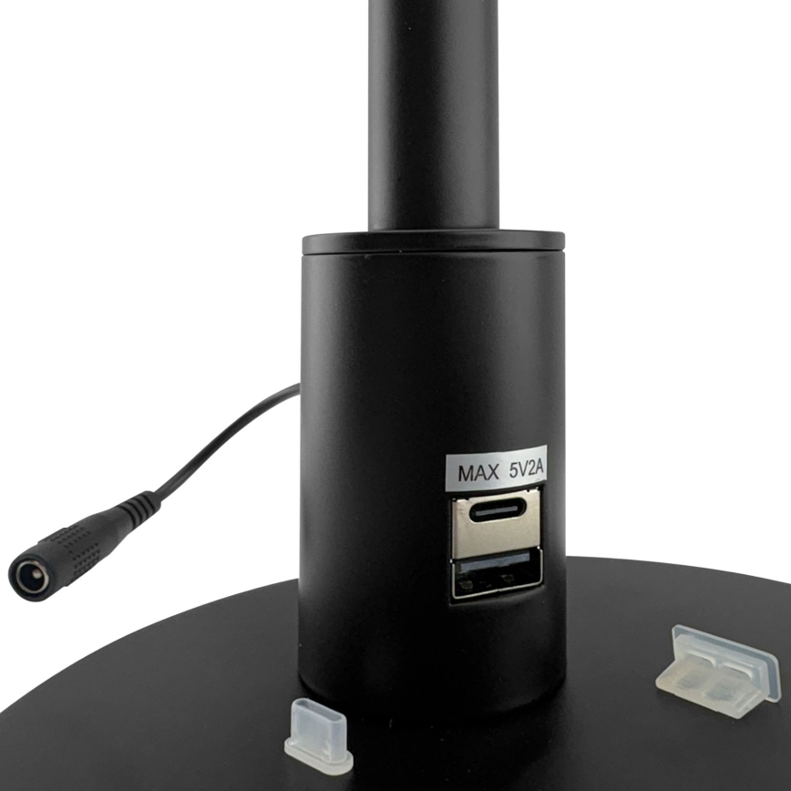 Brilagi - LED Stmievateľná dotyková stolná lampa s USB portami VARIO LED/7W/230V 3000-6500K CRI 96 čierna