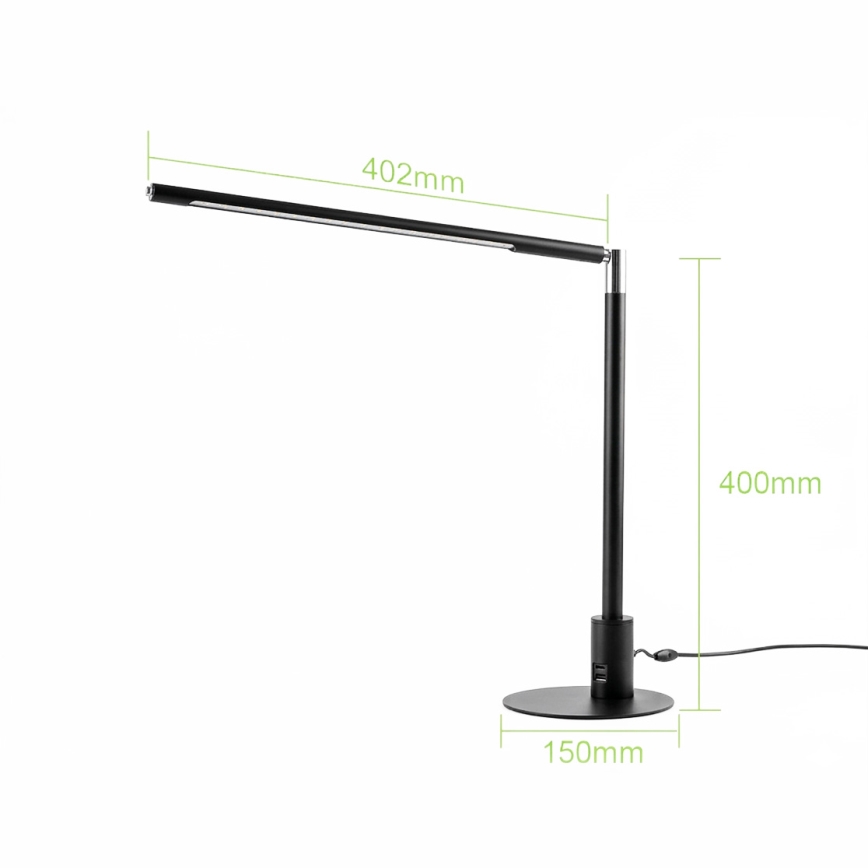 Brilagi - LED Stmievateľná dotyková stolná lampa s USB portami VARIO LED/7W/230V 3000-6500K CRI 96 čierna