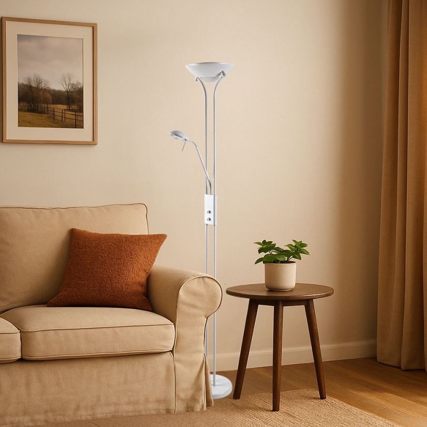 Brilagi - Stmievateľná stojacia lampa SCARLETT 1xR7s/230W/230V + 1xG9/40W biela