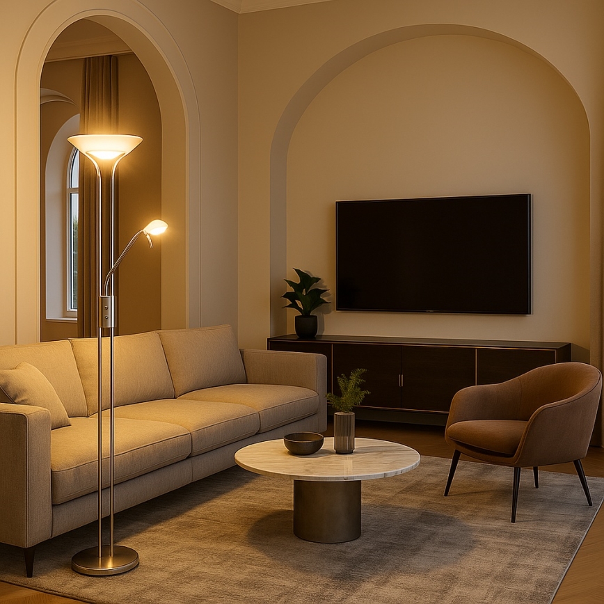 Brilagi - Stmievateľná stojacia lampa SCARLETT 1xR7s/230W/230V + 1xG9/40W matný chróm