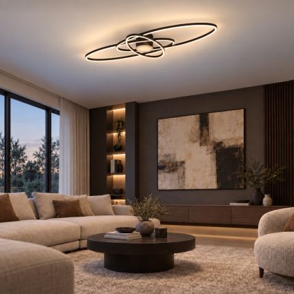 BRILAGI - LED stmievateľné stropné svietidlo APOLLO LED/58W/230V 3000-6500K 43,2x101,2 cm čierna + diaľkové ovládanie
