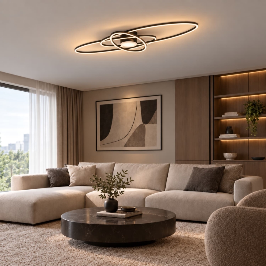 BRILAGI - LED stmievateľné stropné svietidlo APOLLO LED/58W/230V 3000-6500K 43,2x101,2 cm čierna + diaľkové ovládanie