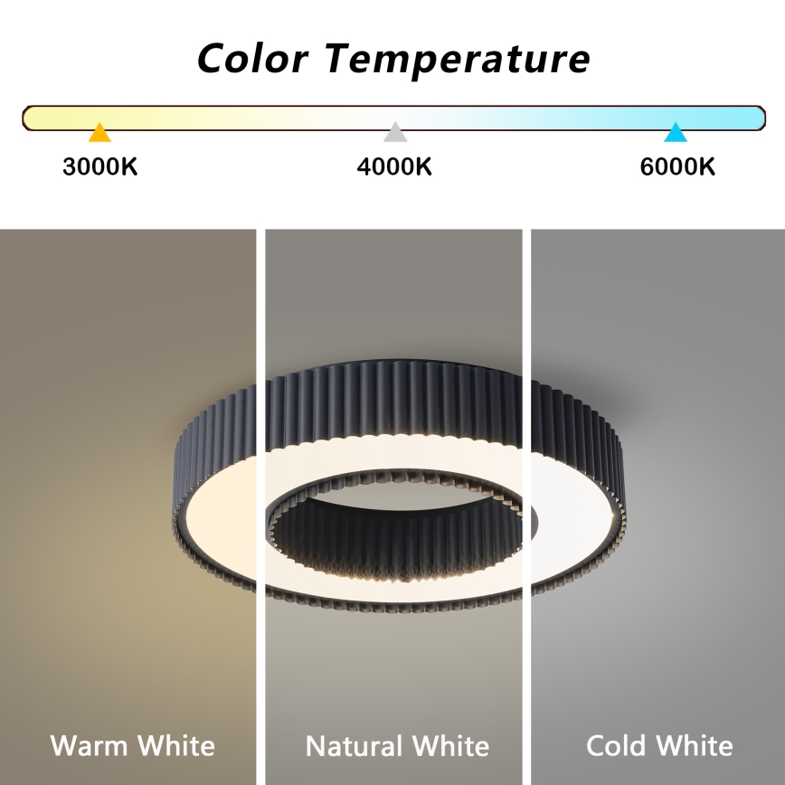 Brilagi - LED stmievateľné stropné svietidlo LUMIX LED/48W/230V 3000-6000K čierna pr. 50 cm + diaľkové ovládanie