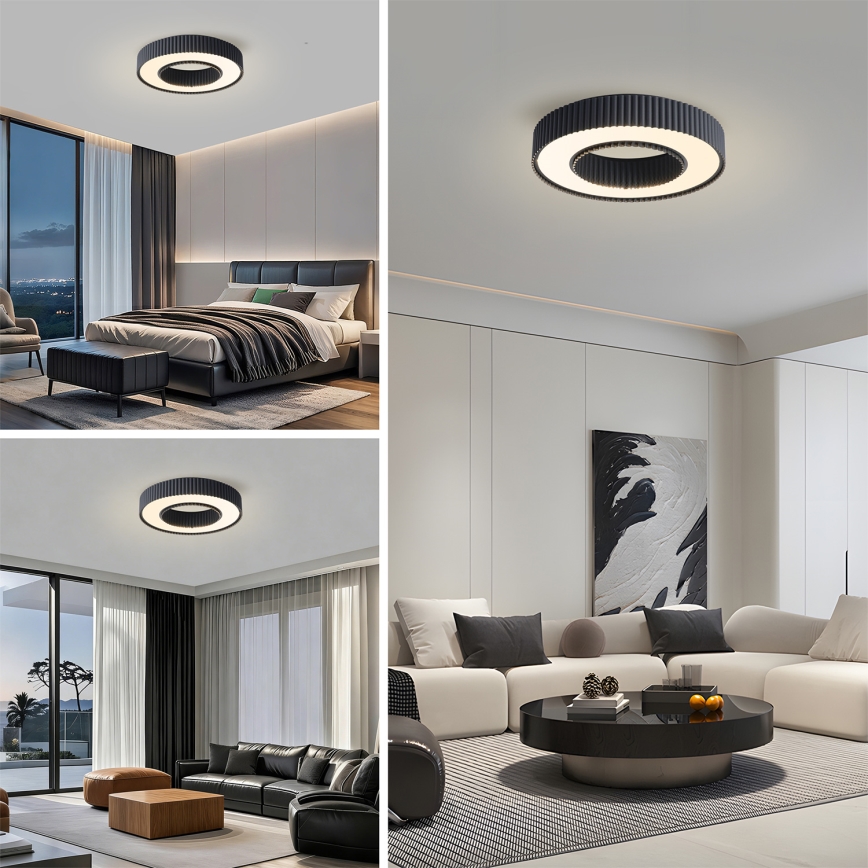 Brilagi - LED stmievateľné stropné svietidlo LUMIX LED/48W/230V 3000-6000K čierna pr. 50 cm + diaľkové ovládanie