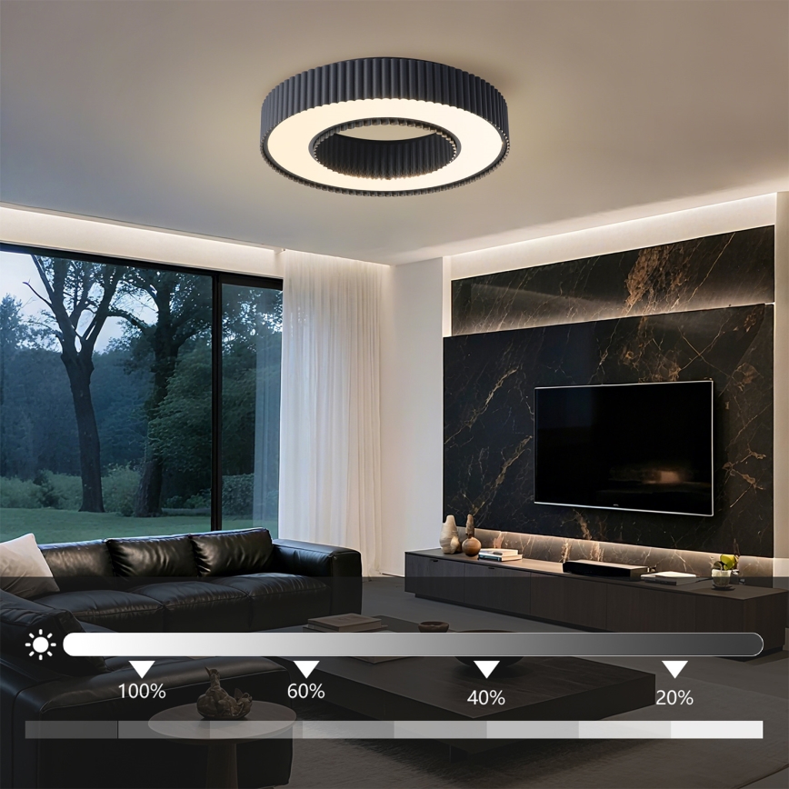 Brilagi - LED stmievateľné stropné svietidlo LUMIX LED/48W/230V 3000-6000K čierna pr. 50 cm + diaľkové ovládanie