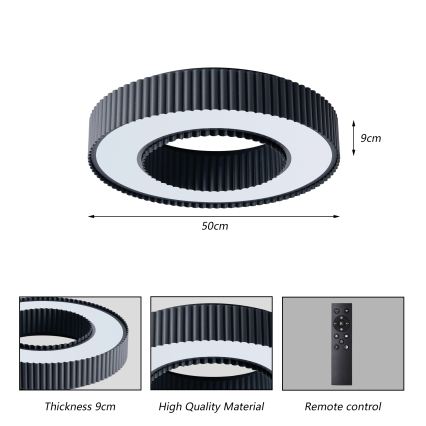Brilagi - LED stmievateľné stropné svietidlo LUMIX LED/48W/230V 3000-6000K čierna pr. 50 cm + diaľkové ovládanie