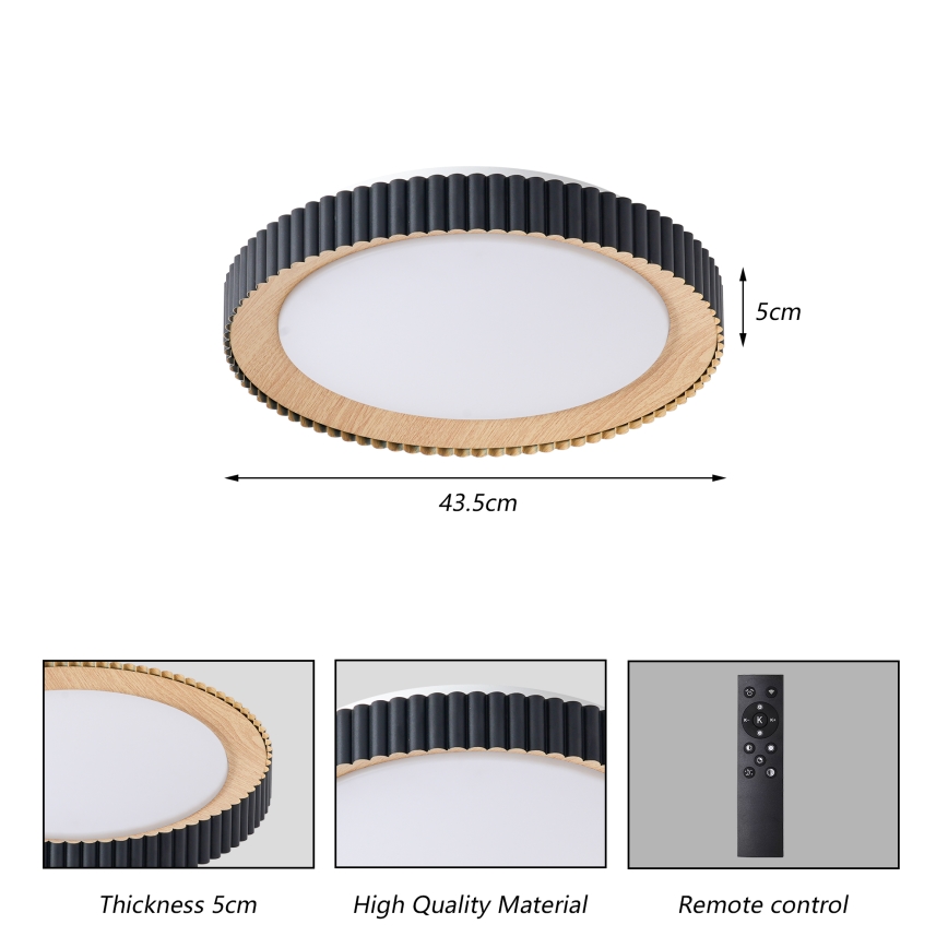 Brilagi - stmievateľné LED stropné svietidlo NEXO LED/48W/230V 3000–6000K čierne pr. 43 cm + diaľkové ovládanie