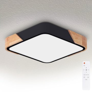 Brilagi - stmievateľné LED stropné svietidlo PILANA LED/48W/230V 3000-6500K dub/čierna 42x42 cm + diaľkové ovládanie