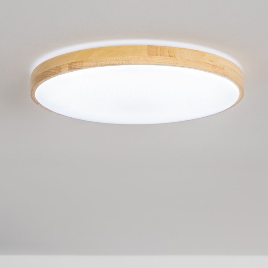 Brilagi - LED stmievateľné stropné svietidlo PINE LED/24W/230V drevené, priemer 42 cm, 3000-6500K + diaľkové ovládanie