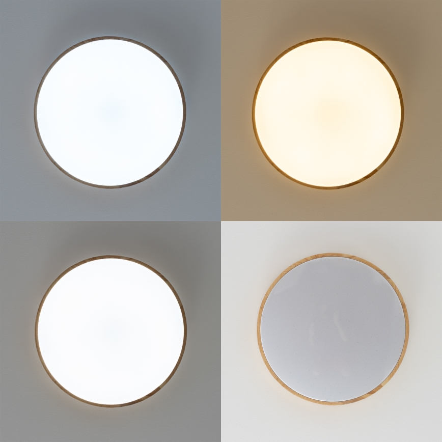 Brilagi - LED stmievateľné stropné svietidlo PINE LED/24W/230V drevené, priemer 42 cm, 3000-6500K + diaľkové ovládanie