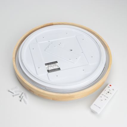 Brilagi - LED stmievateľné stropné svietidlo PINE LED/24W/230V drevené, priemer 42 cm, 3000-6500K + diaľkové ovládanie