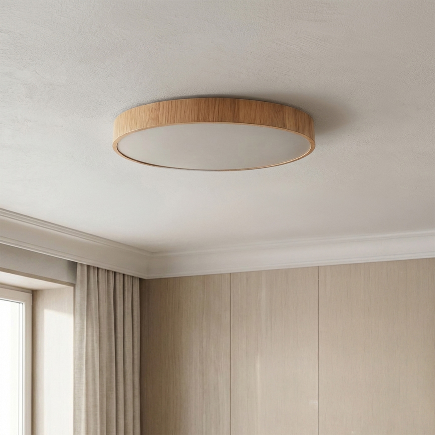 Brilagi - LED Stmievateľné stropné svietidlo POOL LED/50W/230V 3000-6000K pr. 40 cm drevený dekor + diaľkové ovládanie