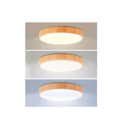 Brilagi - LED Stmievateľné stropné svietidlo POOL LED/50W/230V 3000-6000K pr. 40 cm drevený dekor + diaľkové ovládanie