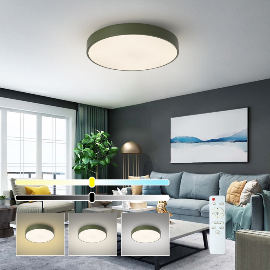 Brilagi - Stmievateľné LED stropné svietidlo POOL LED/60W/230V 3000-6000K pr. 50 cm zelená + diaľkové ovládanie