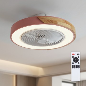 Brilagi - stmievateľné LED stropné svietidlo s ventilátorom LED/38W/230V 3000-6500K 3000-6500K pr. 50 cm ružová/dub + diaľkové ovládanie