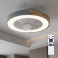 Brilagi - Stmievateľné LED stropné svietidlo s ventilátorom LED/38W/230V 3000-6500K 3000-6500K priemer 50 cm sivá/dub + diaľkové ovládanie
