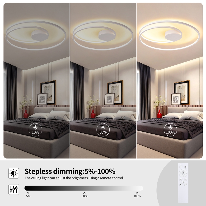 Brilagi - LED stmievateľné stropné svietidlo TWISTER LED/105W/230V 3000-6000K priemer 100 cm biela + diaľkové ovládanie