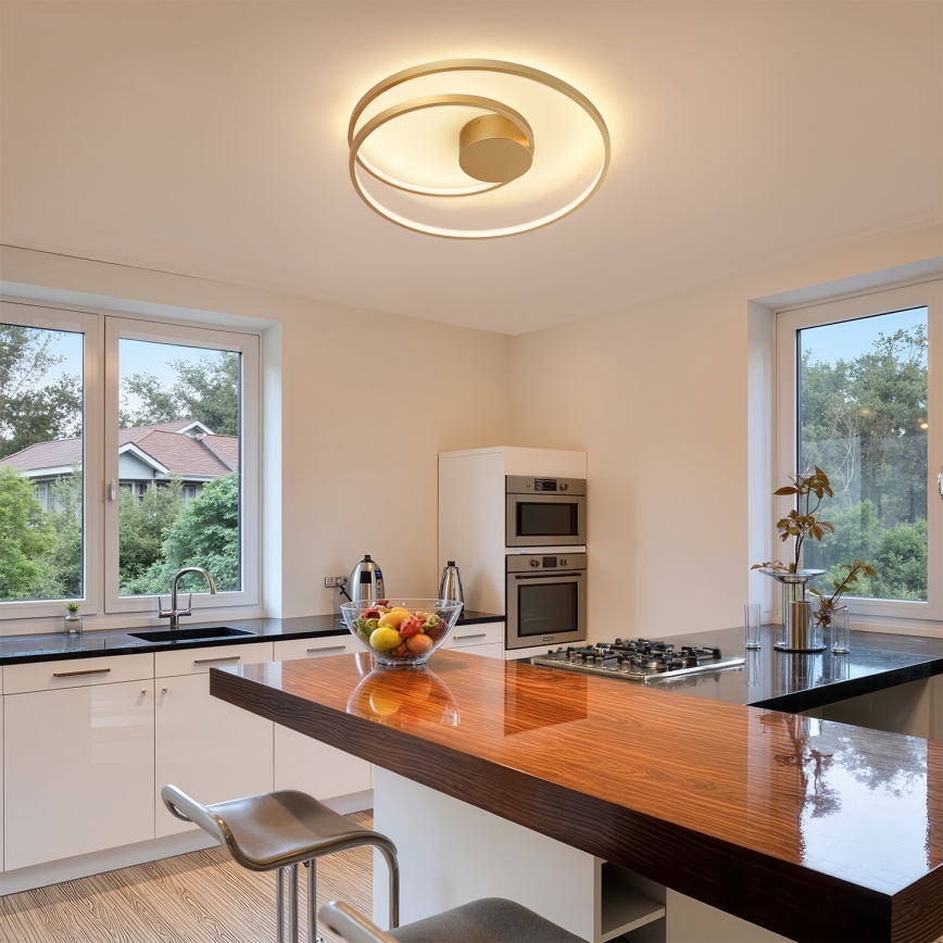 Brilagi - LED Stmievateľné stropné svietidlo TWISTER LED/48W/230V 3000-6000K pr. 50 cm zlaté + diaľkové ovládanie