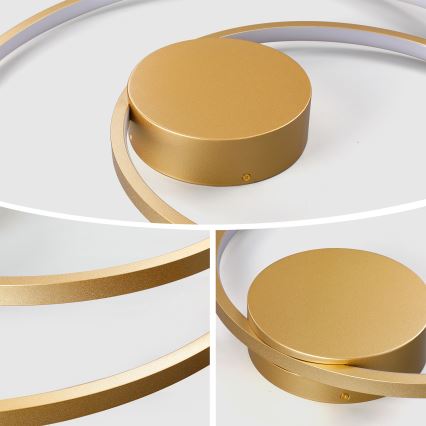 Brilagi - LED Stmievateľné stropné svietidlo TWISTER LED/48W/230V 3000-6000K pr. 50 cm zlaté + diaľkové ovládanie