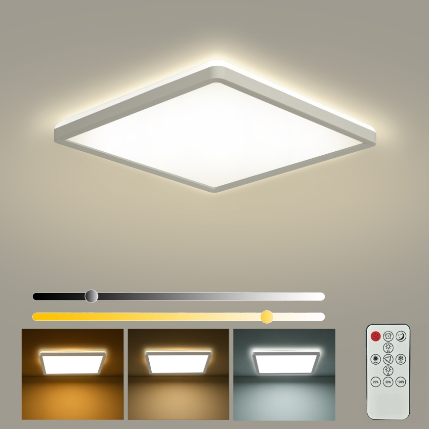 Brilagi - stmievateľné LED stropné svietidlo ULTRA SLIM LED/18W/230V 2700-6500K 30x30 cm biela + diaľkové ovládanie