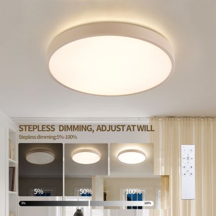 Brilagi - LED stmievateľné stropné svietidlo GLASS POOL DOUBLE LED/48W/230V 3000-6000K 40 cm béžové + diaľkové ovládanie
