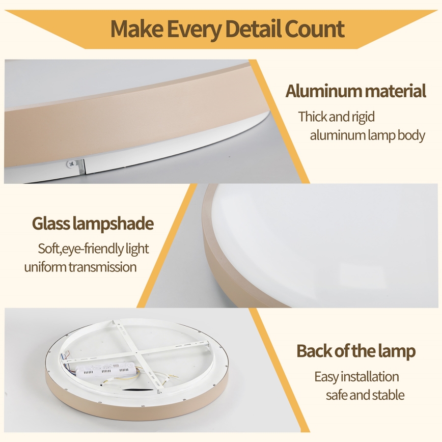 Brilagi - LED stmievateľné stropné svietidlo GLASS POOL DOUBLE LED/48W/230V 3000-6000K 40 cm béžové + diaľkové ovládanie