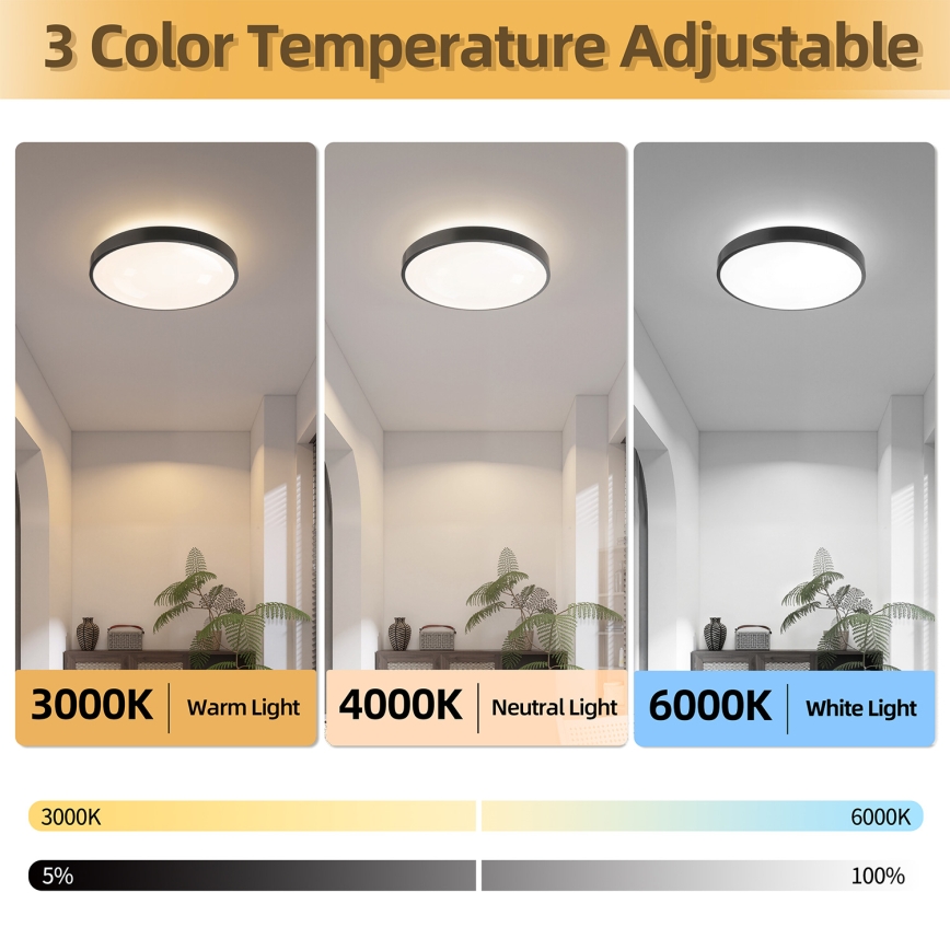 Brilagi - LED stmievateľné stropné svietidlo GLASS POOL DOUBLE LED/48W/230V 3000-6000K 40 cm čierne + diaľkové ovládanie