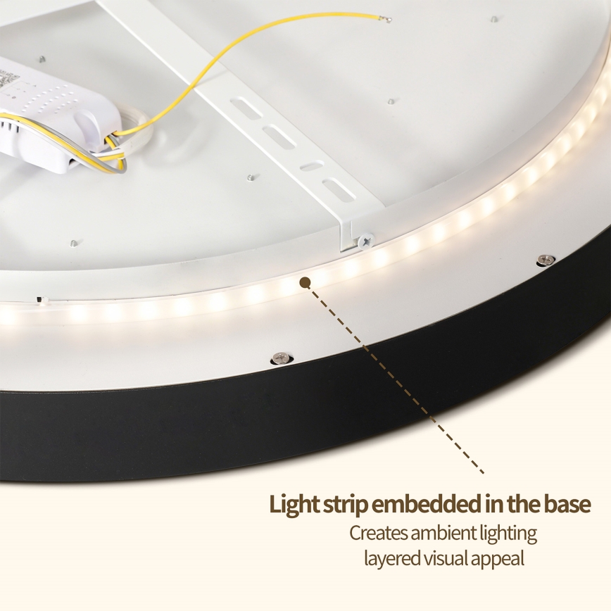 Brilagi - LED stmievateľné stropné svietidlo GLASS POOL DOUBLE LED/48W/230V 3000-6000K 40 cm čierne + diaľkové ovládanie