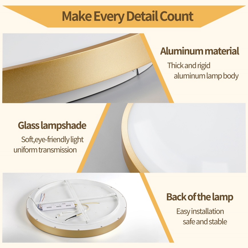 Brilagi - Stmievateľné LED stropné svietidlo GLASS POOL DOUBLE LED/48W/230V 3000-6000K 40 cm zlaté + diaľkové ovládanie