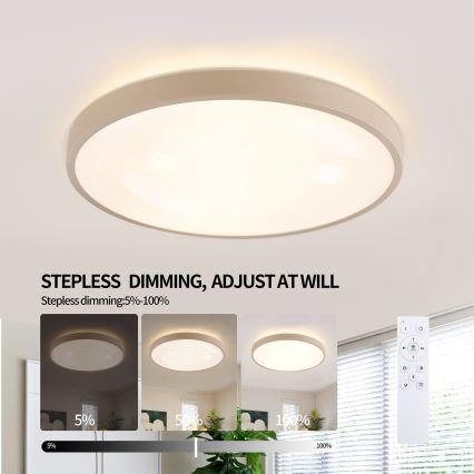 Brilagi - Stmievateľné LED stropné svietidlo GLASS POOL DOUBLE LED/60W/230V 3000-6000K 50 cm béžové + diaľkové ovládanie