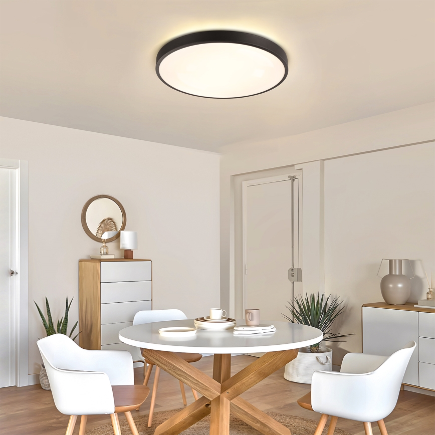 Brilagi - LED stmievateľné stropné svietidlo GLASS POOL DOUBLE LED/60W/230V 3000-6000K 50 cm čierne + diaľkové ovládanie