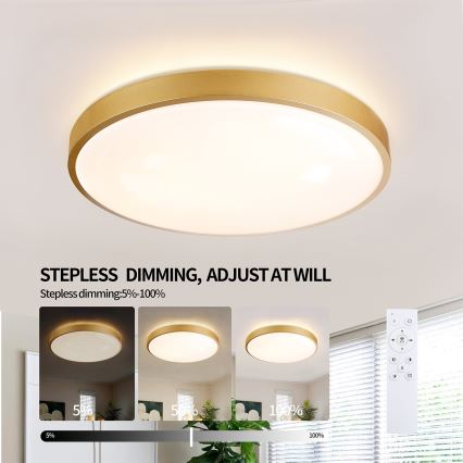 Brilagi - stmievateľné LED stropné svietidlo GLASS POOL DOUBLE LED/60W/230V 3000-6000K 50 cm zlaté + diaľkové ovládanie