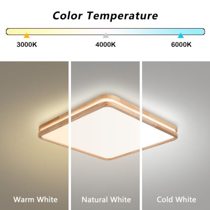 BRILAGI - LED Stmievateľné stropné svietidlo MOLINA SQUARE LED/80W/230V 3000-6000K dub 60x60 cm + diaľkové ovládanie