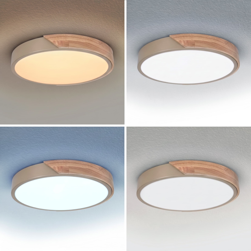 BRILAGI - LED Stmievané stropné svietidlo PILANA LED/48W/230V 3000-6500K dub/béžová pr. 40 cm + diaľkové ovládanie