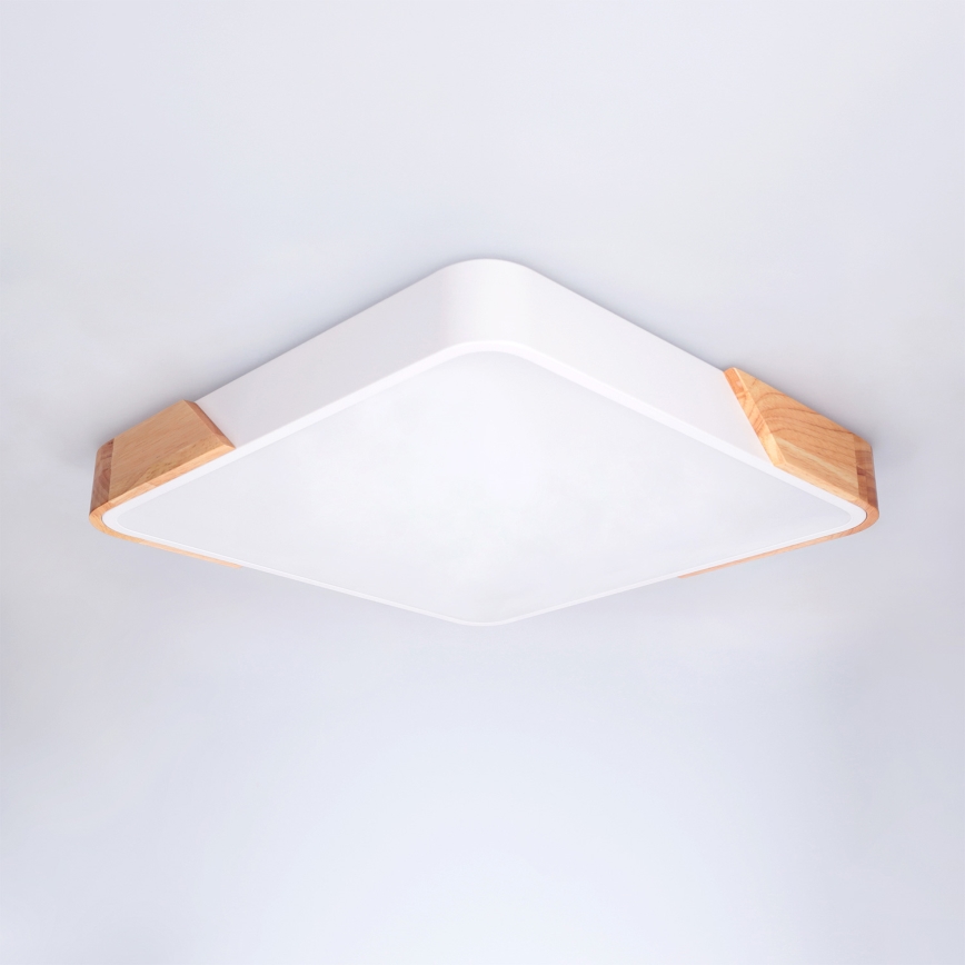 Brilagi - LED stmievateľné stropné svietidlo PILANA LED/48W/230V 3000-6500K dub/biela 42x42 cm + diaľkové ovládanie