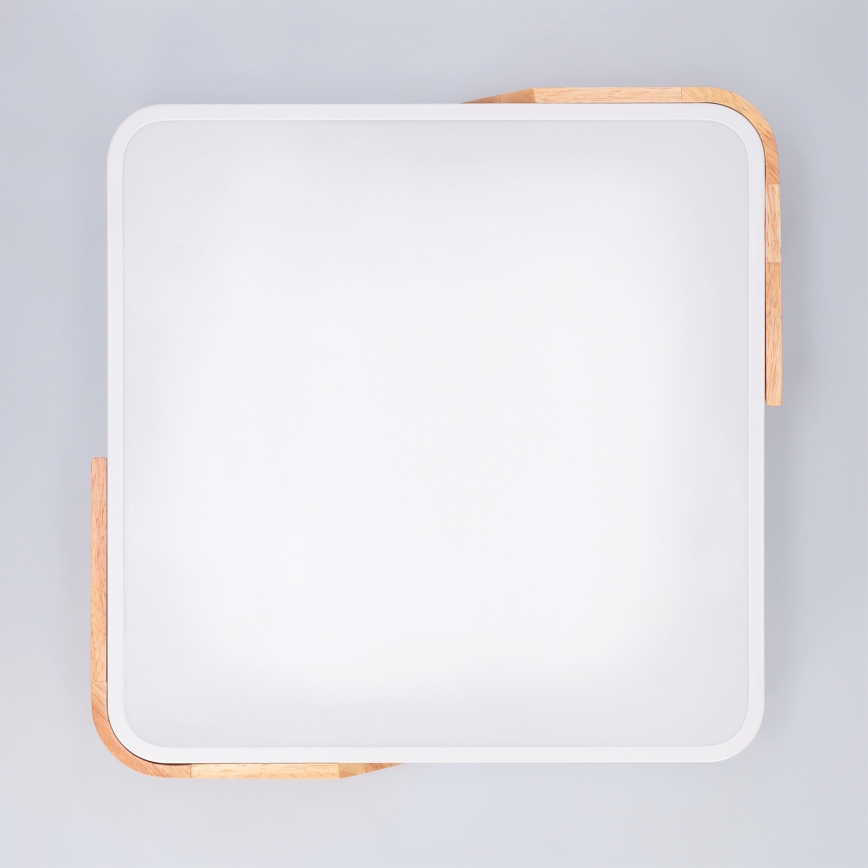 Brilagi - LED stmievateľné stropné svietidlo PILANA LED/48W/230V 3000-6500K dub/biela 42x42 cm + diaľkové ovládanie