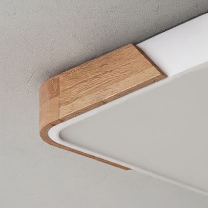 Brilagi - LED stmievateľné stropné svietidlo PILANA LED/48W/230V 3000-6500K dub/biela 56x56 cm + diaľkové ovládanie