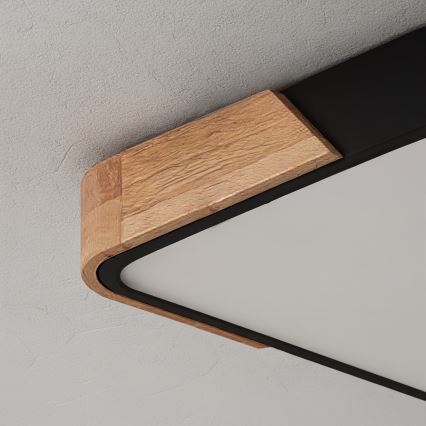 Brilagi - LED stmievateľné stropné svietidlo PILANA LED/60W/230V 3000-6500K dub/čierna 56x56 cm + diaľkové ovládanie