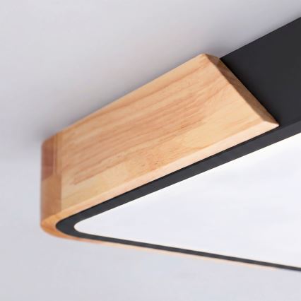 Brilagi - LED stmievateľné stropné svietidlo PILANA LED/60W/230V 3000-6500K dub/čierna 56x56 cm + diaľkové ovládanie