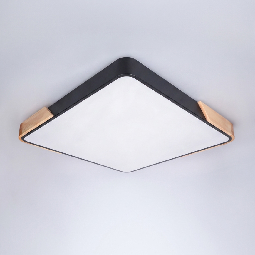 Brilagi - LED stmievateľné stropné svietidlo PILANA LED/60W/230V 3000-6500K dub/čierna 56x56 cm + diaľkové ovládanie
